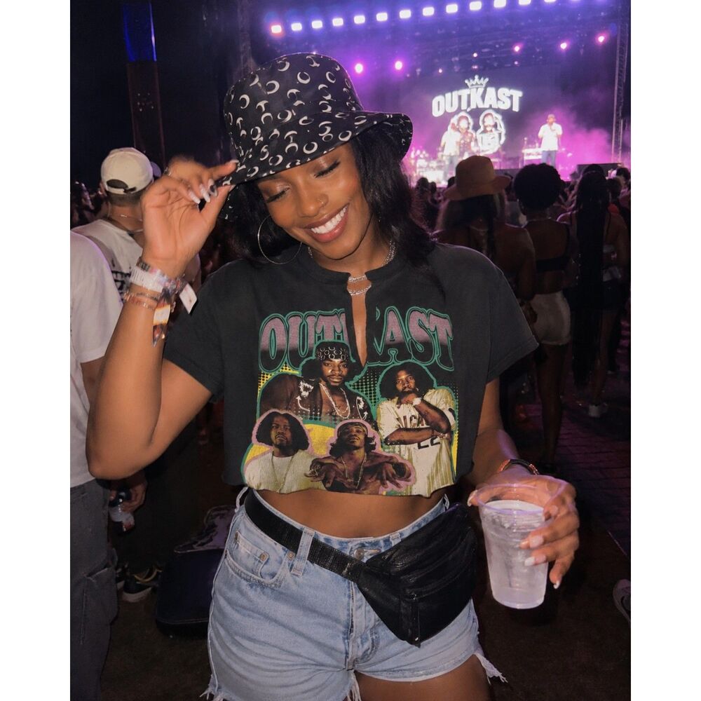 Outkast Graphic Crop Top T Shirt Black XL Hip Hop Rap Music Band Tee
